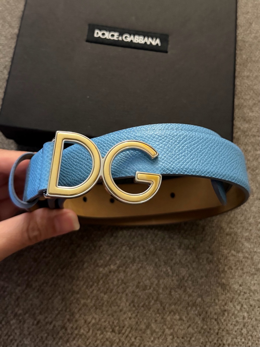 D&G Blue Leather Belt w/ Box and Dust Bag 32”-35.5”